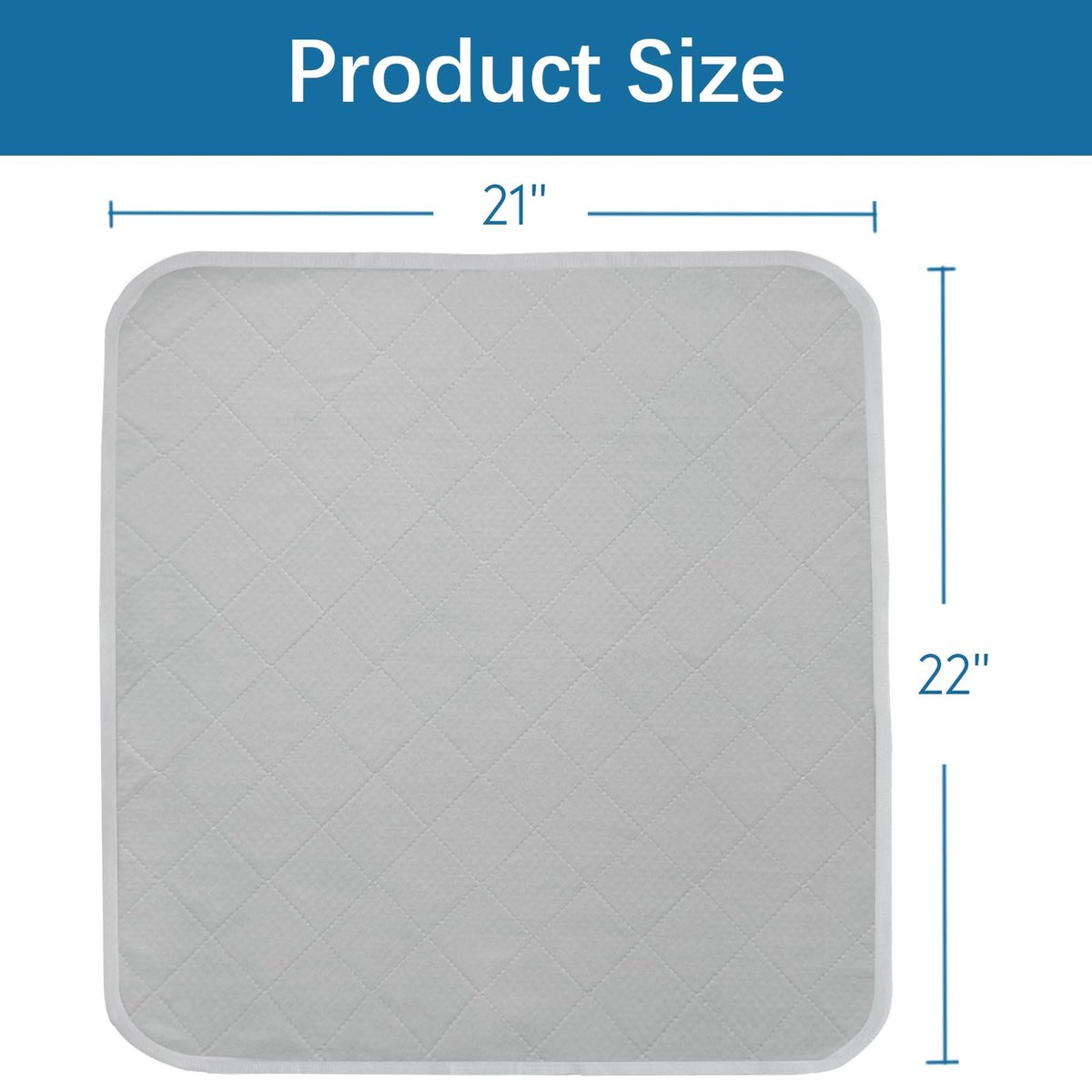 Wasserdichte Inkontinenz-Sitzauflagen 2er-Pack 22x21 Zoll – Graue Saugfähige Stuhlpolster für Erwachsene, Senioren, Kinder, Kleinkinder und Haustiere