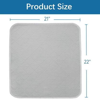 Wasserdichte Inkontinenz-Sitzauflagen 2er-Pack 22x21 Zoll – Graue Saugfähige Stuhlpolster für Erwachsene, Senioren, Kinder, Kleinkinder und Haustiere