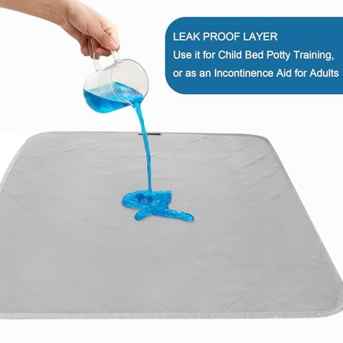 Wasserdichte Inkontinenz-Sitzauflagen 2er-Pack 22x21 Zoll – Graue Saugfähige Stuhlpolster für Erwachsene, Senioren, Kinder, Kleinkinder und Haustiere