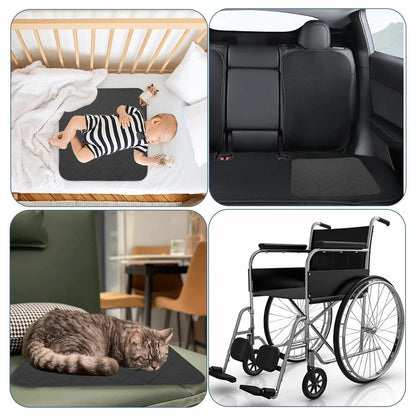 Wasserdichte Inkontinenz-Stuhlauflagen, 4er-Pack wiederverwendbare Sitzschutzpads 22" x 21", waschbare Stuhlschutzbezüge, saugfähige Inkontinenzunterlage für Bett, Rollstuhl, Kind & Haustier - Schwarz