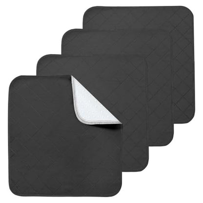 Wasserdichte Inkontinenz-Stuhlauflagen, 4er-Pack wiederverwendbare Sitzschutzpads 22" x 21", waschbare Stuhlschutzbezüge, saugfähige Inkontinenzunterlage für Bett, Rollstuhl, Kind & Haustier - Schwarz