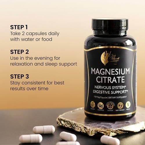 Cocó March N.M.D Magnesiumcitrat 500 mg pro Portion, glutenfrei, unterstützt Schlaf, Verdauung, Muskelfunktion & Entspannung, hohe Absorption, Nicht-GVO, 150 Kapseln