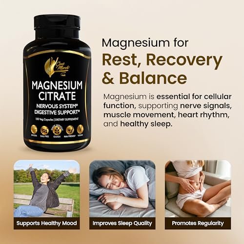 Cocó March N.M.D Magnesiumcitrat 500 mg pro Portion, glutenfrei, unterstützt Schlaf, Verdauung, Muskelfunktion & Entspannung, hohe Absorption, Nicht-GVO, 150 Kapseln