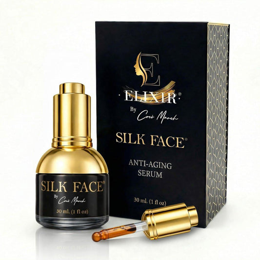 SILK FACE Elixier Serum von Coco March – Anti-Aging, Feuchtigkeitsspendend & Aufhellende Gesichtspflege zur Reduzierung von Fältchen, Straffung & Illuminierung mit Peptiden und Aminosäuren, 30 ml