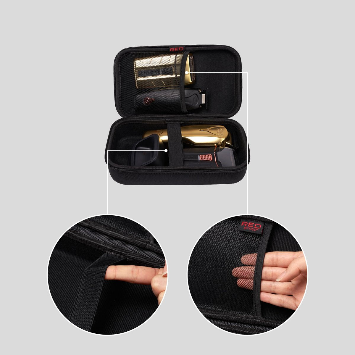 RED by Kiss Herrenpflege-Organizer-Tasche für Reisen, schwarz – EVA-Kosmetiktasche mit Hartreißverschluss, Tragegriff und wasserabweisendem Außenmaterial