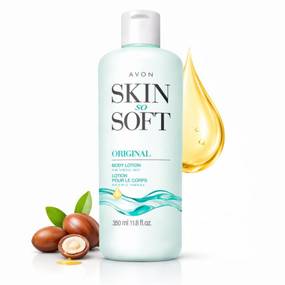 AVON Skin So Soft Original Body Lotion für Frauen – Parabenfreie Hand- und Körperlotion für trockene Haut mit Jojobaöl, nicht fettend, leichte Feuchtigkeitspflege, 24-Stunden-Feuchtigkeit, 350 ml
