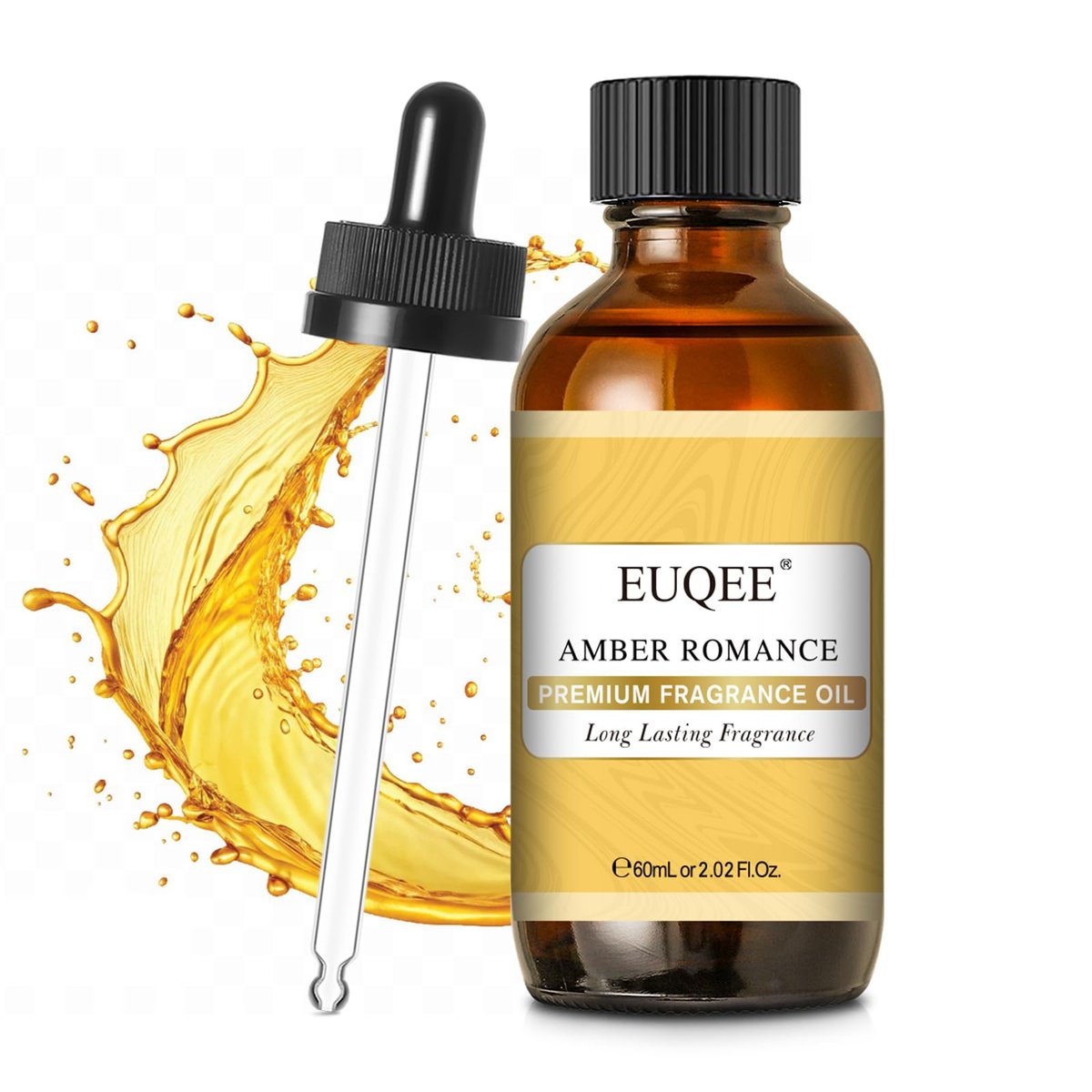 EUQEE Amber Romance Duftöle – 60 ml Essential Oil für Diffuser, Kerzenherstellung, DIY Seife mit Glaspipette