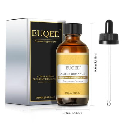 EUQEE Amber Romance Duftöle – 60 ml Essential Oil für Diffuser, Kerzenherstellung, DIY Seife mit Glaspipette