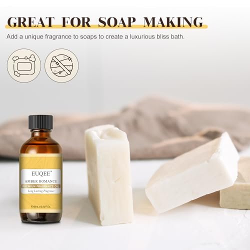 EUQEE Amber Romance Duftöle – 60 ml Essential Oil für Diffuser, Kerzenherstellung, DIY Seife mit Glaspipette