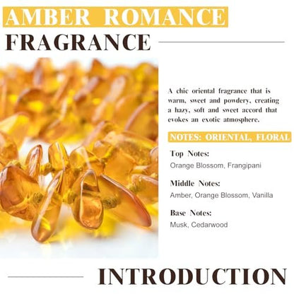 EUQEE Amber Romance Duftöle – 60 ml Essential Oil für Diffuser, Kerzenherstellung, DIY Seife mit Glaspipette