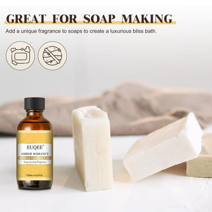 EUQEE Amber Romance Duftöle – 60 ml Essential Oil für Diffuser, Kerzenherstellung, DIY Seife mit Glaspipette