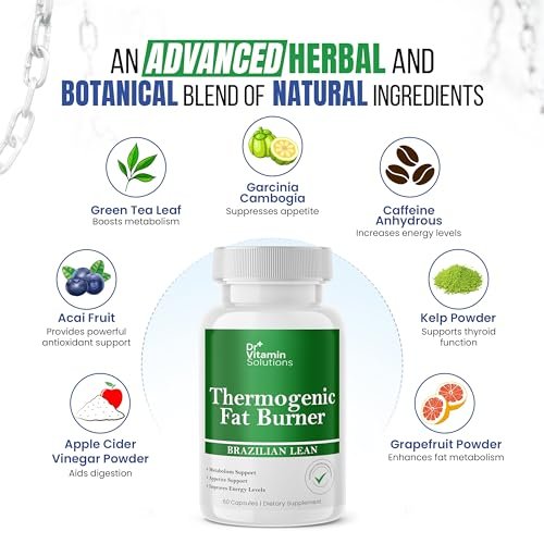 Thermogenic Fat Burner Brazilian Lean – Kapseln zur Gewichtsabnahme für Frauen und Männer, 60 Kapseln