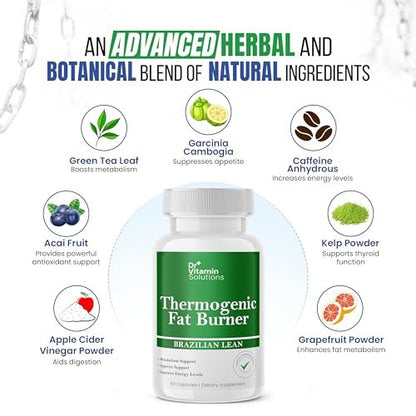 Thermogenic Fat Burner Brazilian Lean – Kapseln zur Gewichtsabnahme für Frauen und Männer, 60 Kapseln