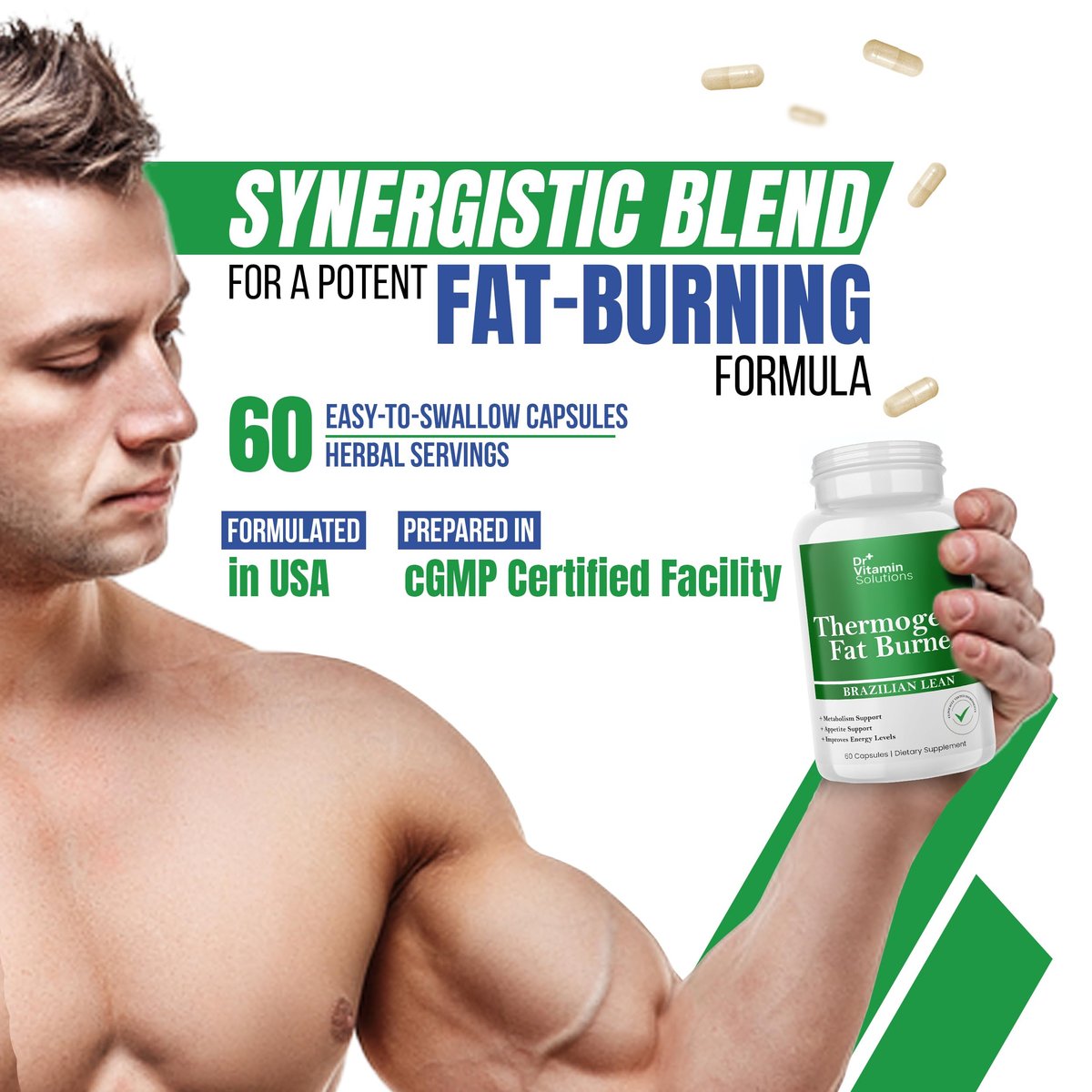 Thermogenic Fat Burner Brazilian Lean – Kapseln zur Gewichtsabnahme für Frauen und Männer, 60 Kapseln
