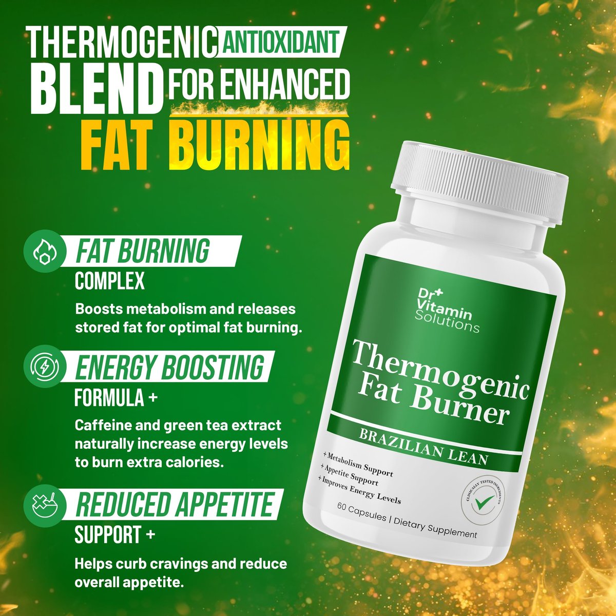 Thermogenic Fat Burner Brazilian Lean – Kapseln zur Gewichtsabnahme für Frauen und Männer, 60 Kapseln