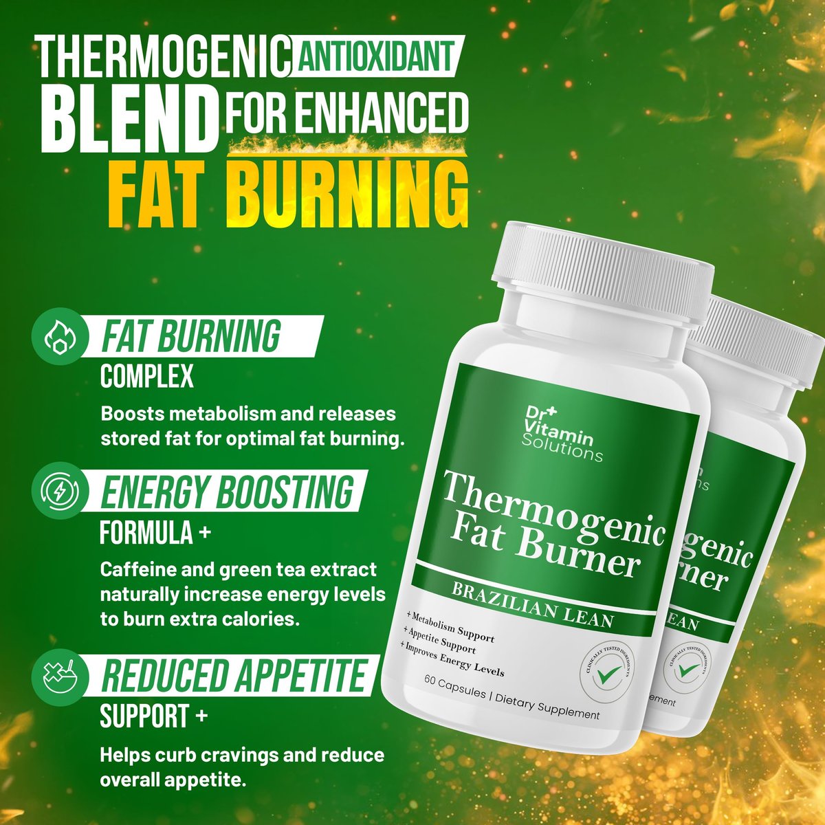 Thermischer Fatburner für Frauen und Männer – Appetitzügler zur Gewichtsabnahme – mit Grüntee-Extrakten gegen Blähungen – Stoffwechsel-Booster – 2er-Pack