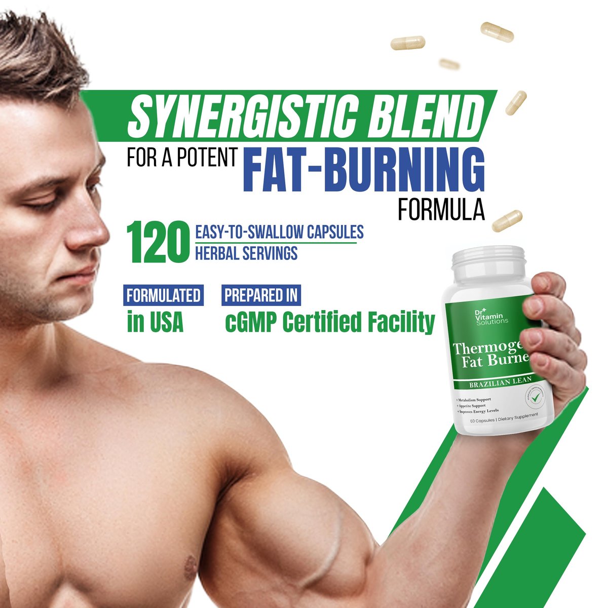 Thermischer Fatburner für Frauen und Männer – Appetitzügler zur Gewichtsabnahme – mit Grüntee-Extrakten gegen Blähungen – Stoffwechsel-Booster – 2er-Pack