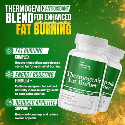 Thermischer Fatburner für Frauen und Männer – Appetitzügler zur Gewichtsabnahme – mit Grüntee-Extrakten gegen Blähungen – Stoffwechsel-Booster – 2er-Pack