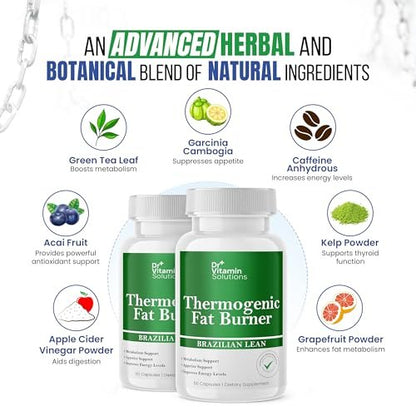 Thermischer Fatburner für Frauen und Männer – Appetitzügler zur Gewichtsabnahme – mit Grüntee-Extrakten gegen Blähungen – Stoffwechsel-Booster – 2er-Pack