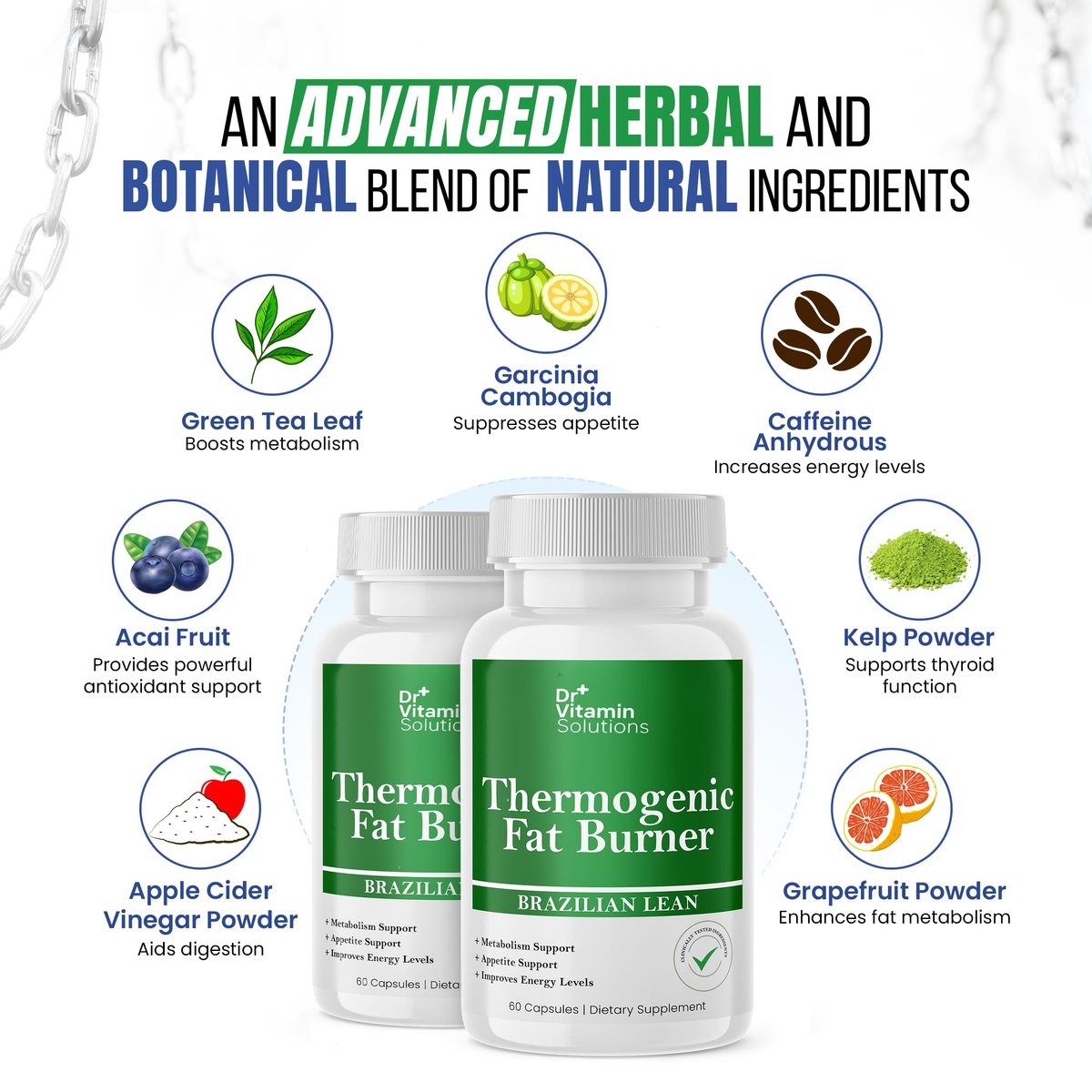 Thermischer Fatburner für Frauen und Männer – Appetitzügler zur Gewichtsabnahme – mit Grüntee-Extrakten gegen Blähungen – Stoffwechsel-Booster – 2er-Pack