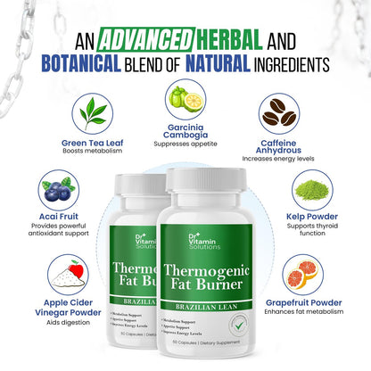Thermischer Fatburner für Frauen und Männer – Appetitzügler zur Gewichtsabnahme – mit Grüntee-Extrakten gegen Blähungen – Stoffwechsel-Booster – 2er-Pack