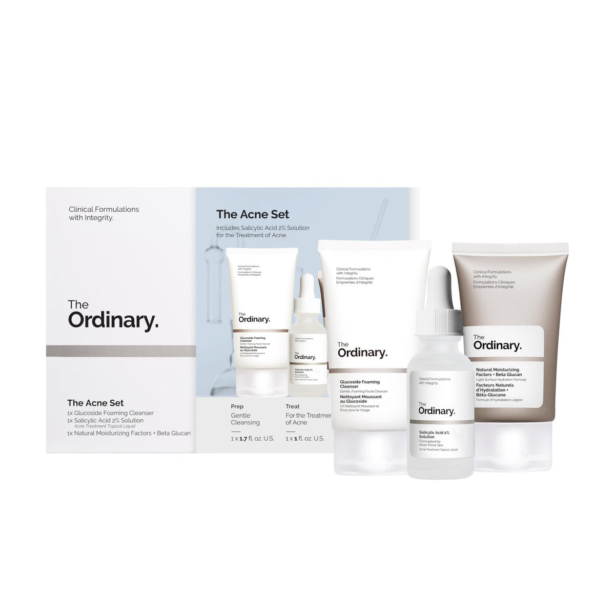 The Ordinary The Acne Set – 3-stufige Hautpflegeroutine mit Reinigungsschaum, Salicylsäure 2% Lösung und Feuchtigkeitscreme