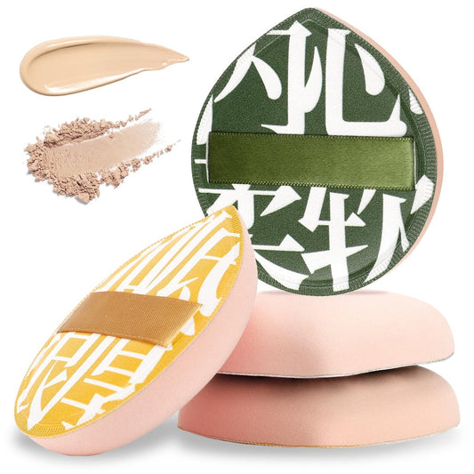 4er-Pack Koreanische Make-up-Schwammpuffs – Große, weiche Tränenform-Puderpuffs für Foundation, Concealer, Flüssig-, Creme- und Puder-Make-up