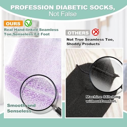 Bulinlulu Diabetikersocken für Damen und Herren – 6 Paar Bambus-Viskose, nicht einschnürend, Knöchelsocken, Größe 6–9 / 9–11 (Rein-Mittel)