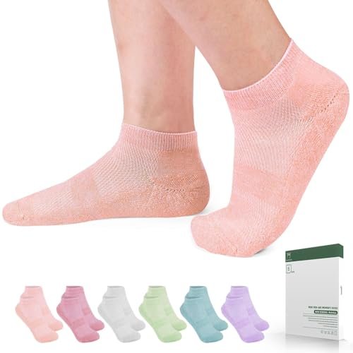 Bulinlulu Diabetikersocken für Damen und Herren – 6 Paar Bambus-Viskose, nicht einschnürend, Knöchelsocken, Größe 6–9 / 9–11 (Rein-Mittel)