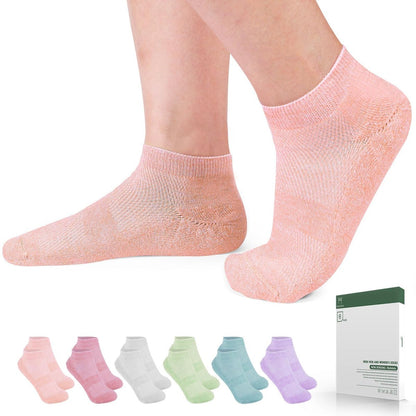 Bulinlulu Diabetikersocken für Damen und Herren – 6 Paar Bambus-Viskose, nicht einschnürend, Knöchelsocken, Größe 6–9 / 9–11 (Rein-Mittel)