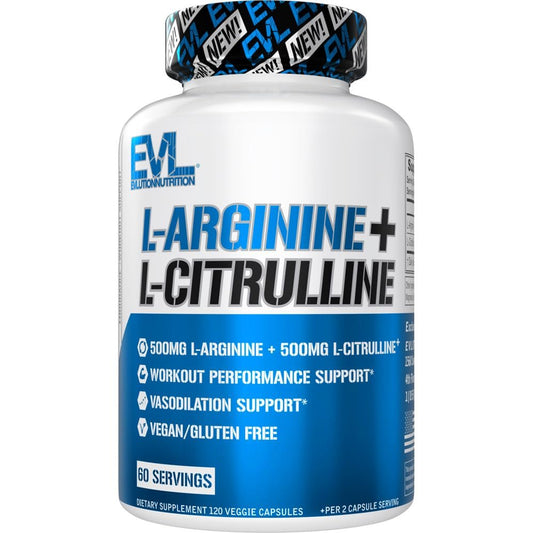 L-Arginin L-Citrullin Supplement - Belebendes Stickoxid-Supplement mit idealem 1:1 Citrullin-Arginin-Verhältnis, 500 mg pro Portion für verbesserte Pumpen, Energie und Ausdauer (60 Portionen)