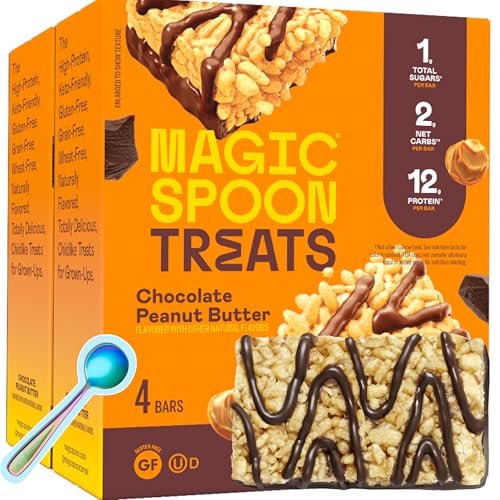 Magic Spoon Treats - 8 Glutenfreie Proteinriegel, Schokolade Erdnussbutter - High Protein Glutenfreier Snack - Zucker- & Getreidefreier Protein-Cerealienriegel - Low Carb & Keto-freundlich - Gesunde Snacks