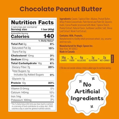 Magic Spoon Treats - 8 Glutenfreie Proteinriegel, Schokolade Erdnussbutter - High Protein Glutenfreier Snack - Zucker- & Getreidefreier Protein-Cerealienriegel - Low Carb & Keto-freundlich - Gesunde Snacks