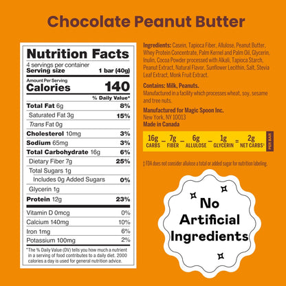 Magic Spoon Treats - 8 Glutenfreie Proteinriegel, Schokolade Erdnussbutter - High Protein Glutenfreier Snack - Zucker- & Getreidefreier Protein-Cerealienriegel - Low Carb & Keto-freundlich - Gesunde Snacks