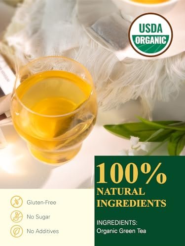 GLDNT Bio Grüner Tee Beutel, 100 Stück, Natürlicher Bio-Grüntee, Reich an Antioxidantien, Koffeinhaltig