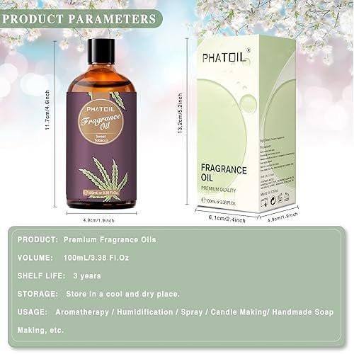 PHATOIL süßes Tabak Duftöl 100ml – Aromatherapie Öl für Diffuser, Kerzen- und Seifenherstellung