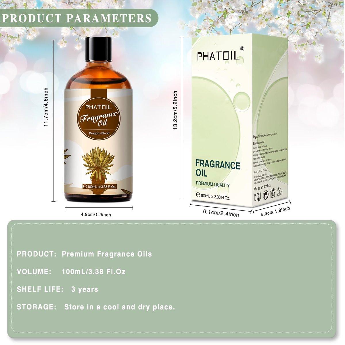 PHATOIL Drachenblut Duftöl 100ml – 3,38 Fl Oz für Aromatherapie, Diffuser, DIY Kerzen & Seifenherstellung