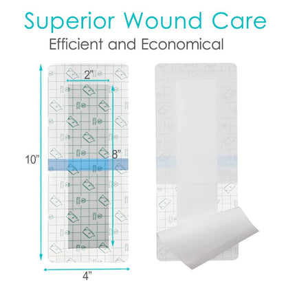 14 Stücke Wasserdichte Duschschutz-Bandage 4x10 Zoll für Knie- und Hüftoperationen, große Wunden, Inselverband mit Kleberand