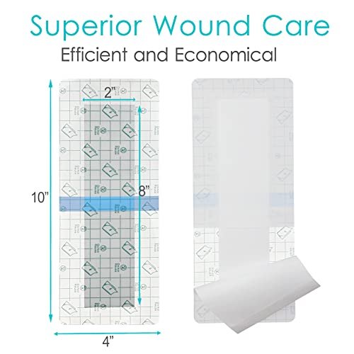 14 Stücke Wasserdichte Duschschutz-Bandage 4x10 Zoll für Knie- und Hüftoperationen, große Wunden, Inselverband mit Kleberand