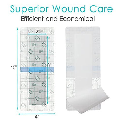 14 Stücke Wasserdichte Duschschutz-Bandage 4x10 Zoll für Knie- und Hüftoperationen, große Wunden, Inselverband mit Kleberand