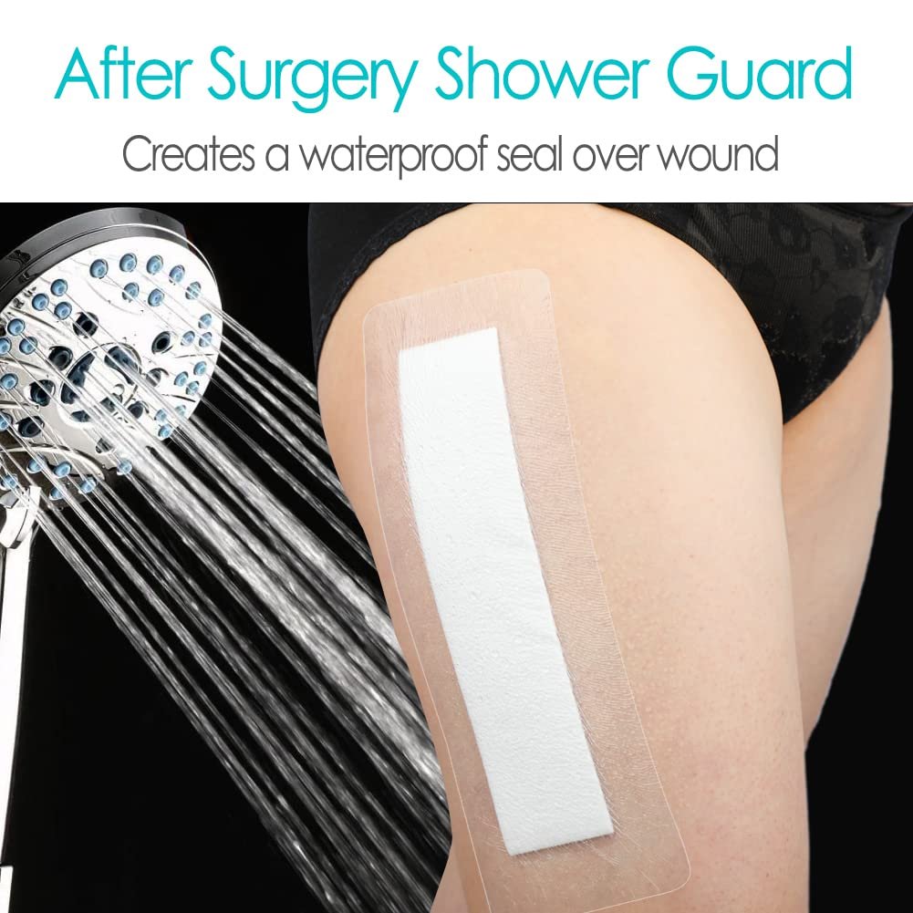 14 Stücke Wasserdichte Duschschutz-Bandage 4x10 Zoll für Knie- und Hüftoperationen, große Wunden, Inselverband mit Kleberand