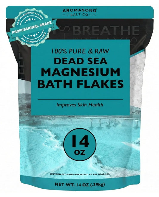 Aromasong Magnesium Flakes aus dem Toten Meer, 14 Unzen – Nachfüllbarer Beutel mit Magnesiumchlorid-Badesalz zur Muskelentspannung