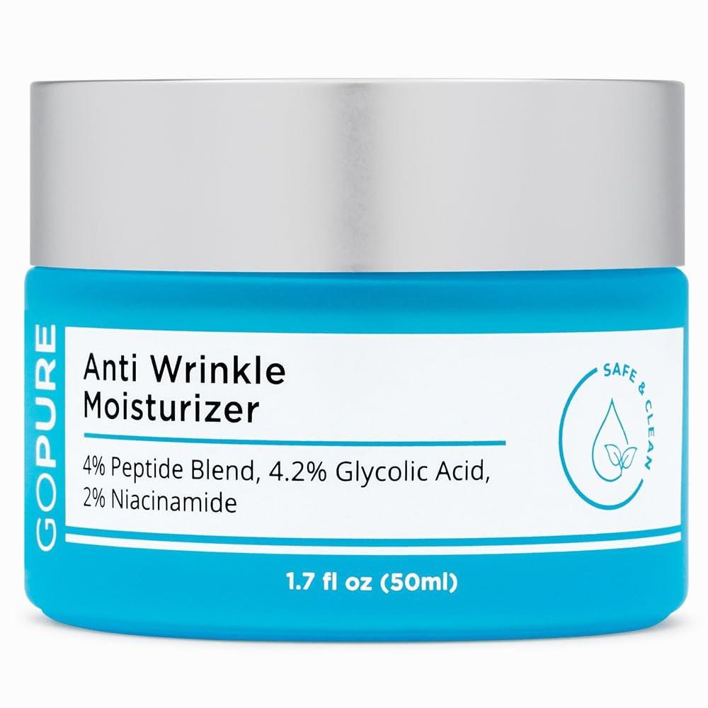 goPure Glyco-Peptide Anti-Falten-Gesichtscreme - Hyaluronsäure-Feuchtigkeitscreme mit Glykolsäure, Peptiden und Vitamin E - 50 ml
