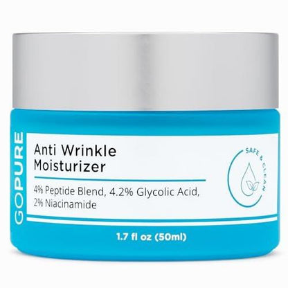 goPure Glyco-Peptide Anti-Falten-Gesichtscreme - Hyaluronsäure-Feuchtigkeitscreme mit Glykolsäure, Peptiden und Vitamin E - 50 ml