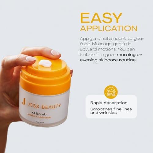 JESS BEAUTY C Bomb Vitamin C Gesichtscreme – Feuchtigkeitsspendend & Ausgleichend für Einen Ebenmäßigen Hautton 1,7 fl oz