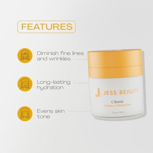 JESS BEAUTY C Bomb Vitamin C Gesichtscreme – Feuchtigkeitsspendend & Ausgleichend für Einen Ebenmäßigen Hautton 1,7 fl oz