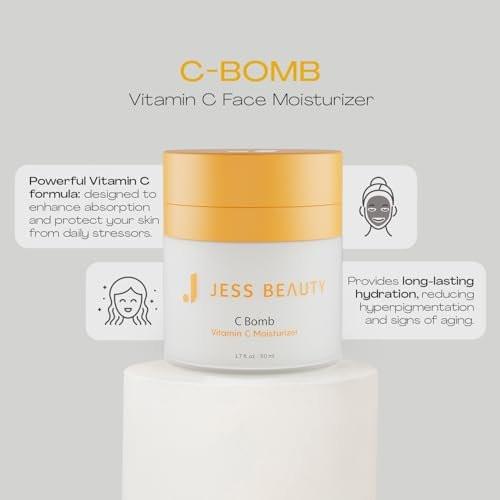 JESS BEAUTY C Bomb Vitamin C Gesichtscreme – Feuchtigkeitsspendend & Ausgleichend für Einen Ebenmäßigen Hautton 1,7 fl oz