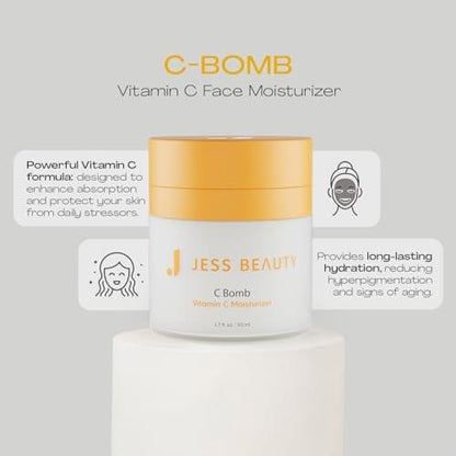 JESS BEAUTY C Bomb Vitamin C Gesichtscreme – Feuchtigkeitsspendend & Ausgleichend für Einen Ebenmäßigen Hautton 1,7 fl oz