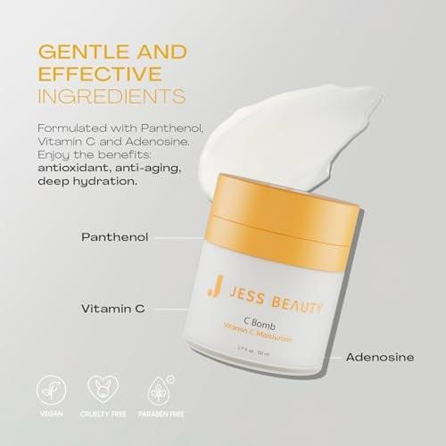 JESS BEAUTY C Bomb Vitamin C Gesichtscreme – Feuchtigkeitsspendend & Ausgleichend für Einen Ebenmäßigen Hautton 1,7 fl oz