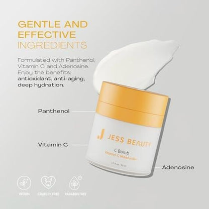 JESS BEAUTY C Bomb Vitamin C Gesichtscreme – Feuchtigkeitsspendend & Ausgleichend für Einen Ebenmäßigen Hautton 1,7 fl oz